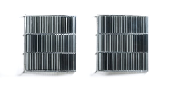 ADOLF LUTHER Untitled (Fassadenobjekt), 1979 Mirror object in two parts each: 75,3 x 67,7 x 14 cm each: 29 1/2 x 26 3/8 x 5 1/2 in