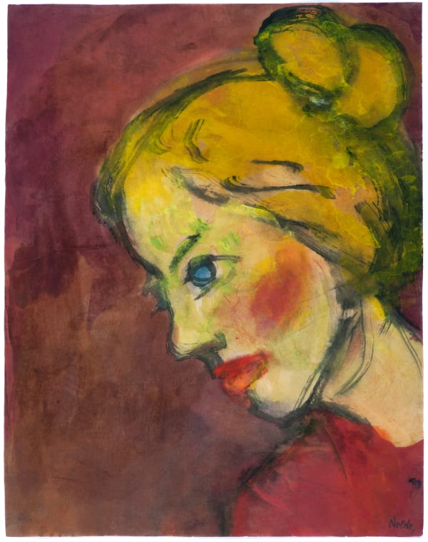 EMIL NOLDE Mädchenbildnis, 1920/25 Watercolor on japan paper 45,3 x 35,5 cm 17 3/4 x 13 3/4 in