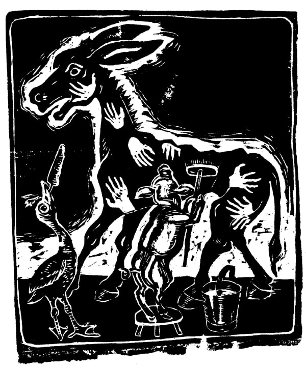 Animals Washing the Donkey