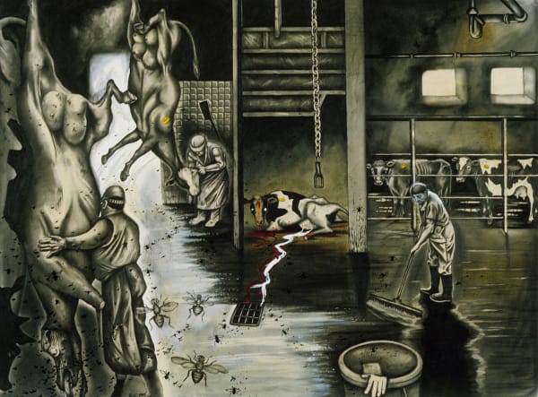 Meat Flies, 1991 Graphite, gouache, and ink on white Strathmore Bristol board 40 x 30 in (101.6 x 76.2 cm) Series: Porkopolis & Dead Meat & Cruel