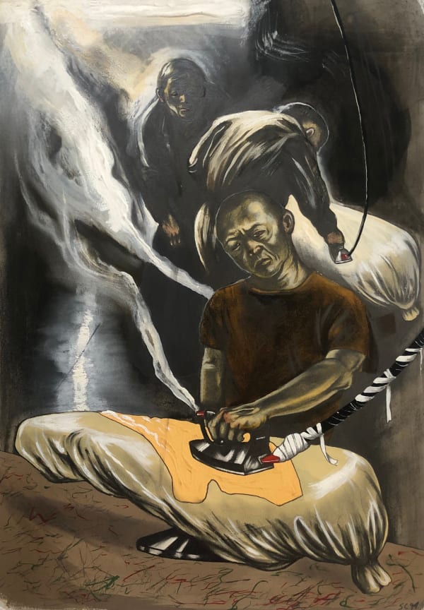 Presser, 1994 Crayon, watercolor and gouache on white Strathmore Bristol board 29 x 23 in (73.6 x 58.4 cm) Series: The Sweatshop Series