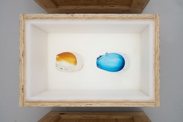 Maria Loboda Vasemania / Urn Burial, 2025 Hand blown glass vases, wooden crate 79.5 x 49.5 x 49.5 cm 31 1/4 x 19 1/2 x 19 1/2 in