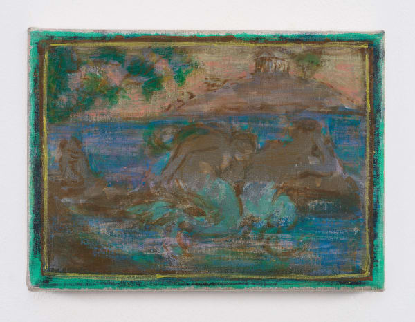 Cosima zu Knyphausen Sirenas, 2023 Synthetic scales and vinyl paint on linen 16 x 22 cm 6 1/4 x 8 5/8 in