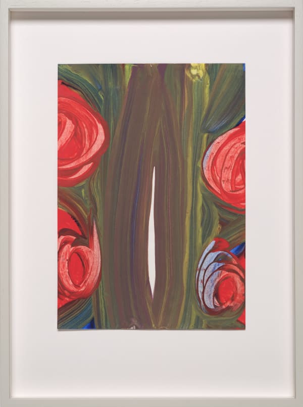 Albrecht Schnider Four Roses, 2022 Acrylic on paper 21 x 14.8 cm | 8 1/4 x 5 7/8 in Framed dimensions: 31.4 x 23.3 cm | 12 3/8 x 9 1/8 in