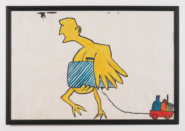 Bertram Jesdinsky, Ohne Titel (Vogel mit kleinem Wagen), 1982
