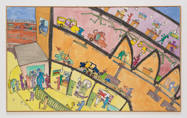 Bertram Jesdinsky Autofabrik, 1987 mixed media on canvas 150 x 250 cm 59 x 98 3/8 in