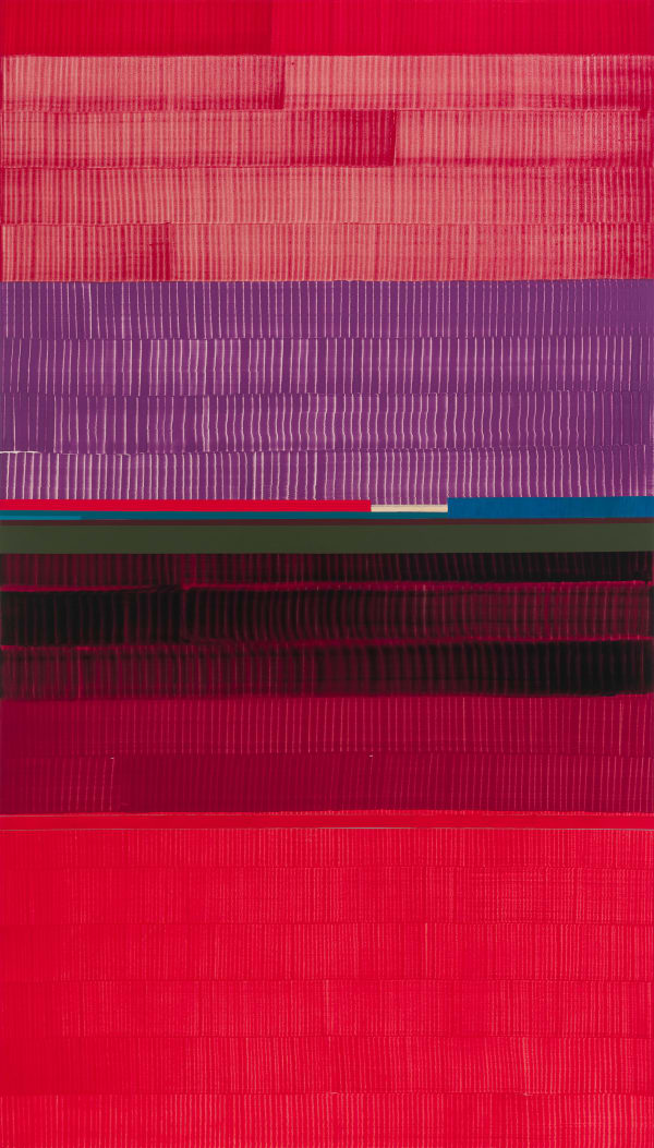 Juan Uslé Oculto en la belleza, 2023 vinyl dispersion and dry pigment on canvas 198 x 112 cm 78 x 44 1/8 in