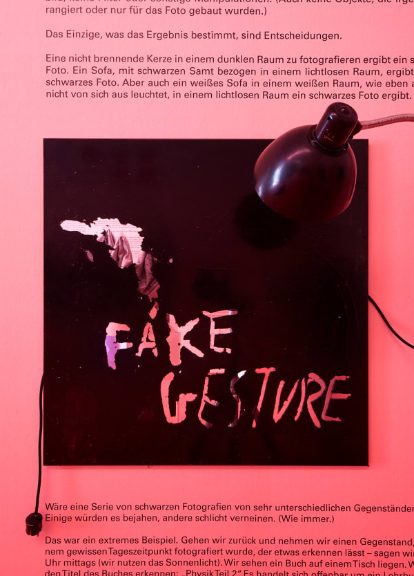 Michael Müller Fake Gesture (aus der Serie Teilhabe), 2014 color lacquer , desk lamp (Helium Arnstadt)