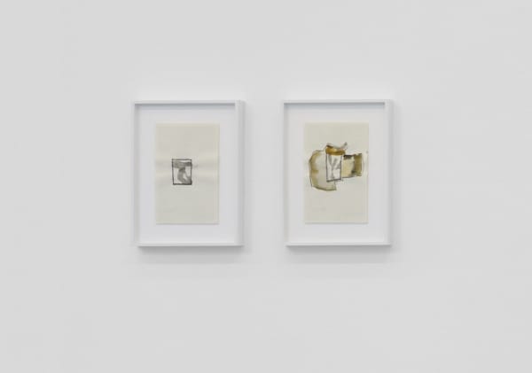 Franka Hörnschemeyer NY388271 / NY388272, 1988 Ink, felt-tip pen, pastel on paper 2 works: Paper size: each 21.3 x 13.4 cm | 8 3/8 x 5 1/4 in Framed size: each 30.6 x 22.6 x 2.8 cm | 12 x 8 7/8 x 1 1/8 in