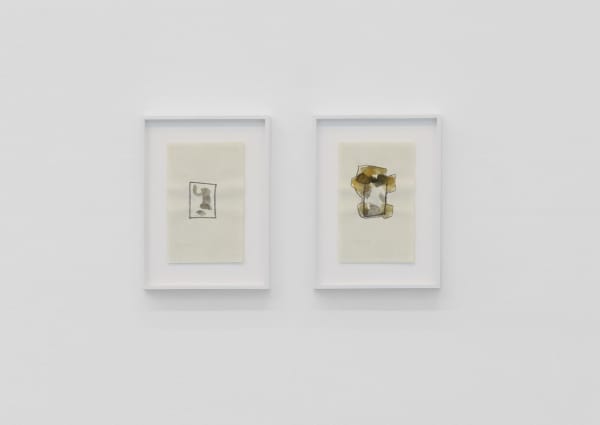 Franka Hörnschemeyer NY388311 / NY388312, 1988 Ink, felt-tip pen, pastel on paper 2 works: Paper size: each 21.3 x 13.4 cm | 8 3/8 x 5 1/4 in Framed size: each 30.6 x 22.6 x 2.8 cm | 12 x 8 7/8 x 1 1/8 in