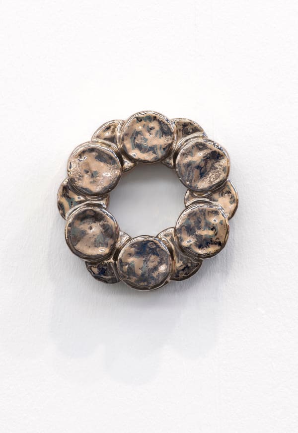 Leunora Salihu Taler, 2025 Ceramic, platinum glaze 19 x 19 x 5 cm | 7 1/2 x 7 1/2 x 2 in Edition of 3 plus 1 AP