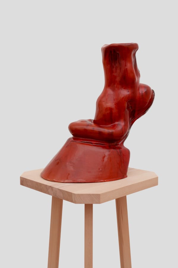 Lena Henke Untitled, 2025 Ceramic Sculpture: 55 x 30 x 40 cm | 21 5/8 x 11 3/4 x 15 3/4 in Base: 90 x 45 x 45 cm | 35 3/8 x 17 3/4 x 17 3/4 in