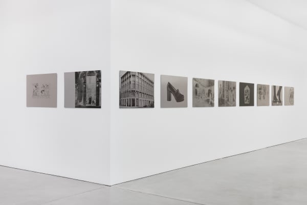 Julian Irlinger A Smile with One Tooth, 2022 UV print on stainless steel Work composed of 20 pieces: (19x) 60 x 90 cm | 23 5/8 x 35 3/8 in (1x) 69.5 x 144.4 cm | 27 3/8 x 56 7/8 in