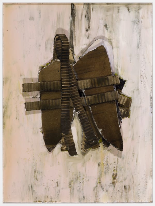 Michael Müller Schweres Gepäck, 2014 acrylic lacquer , oil , lacquer , card on card 49.4 x 37.3 x 6 cm 19 7/16 x 14 10/16 x 2 5/16 ins