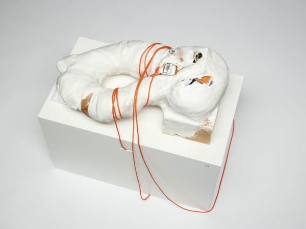 Michael Müller Untitled, 2014 man trousers , gauze bandage , sponge , acrylic lacquer , plaster , cotton nappies , safety belt , string 19 x 46 x 28 cm 7 7/16 x 18 1/16 x 11 1/16 ins