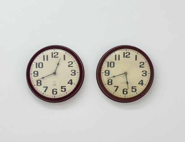 James Gregory Atkinson CET/CST (Roman Way Village 1994 / Ayers Barracks 1990), 2021 - ongoing Two Clocks Two clocks: 32 x 32 cm 12 5/8 x 12 5/8 in