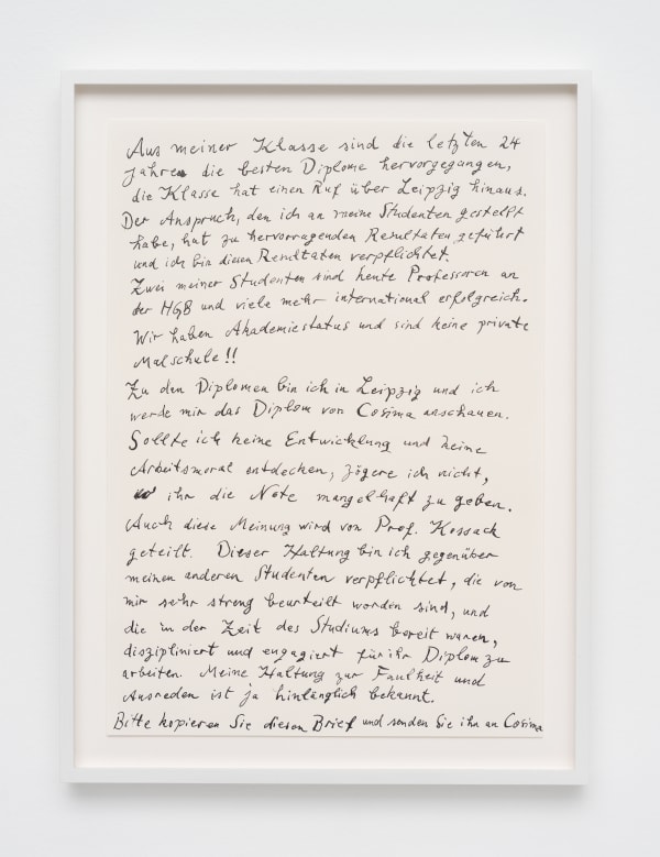 Cosima zu Knyphausen Untitled (Bitte kopieren Sie diesen Brief), 2024 Ink on paper Paper size: 29.7 x 21 cm | 11 3/4 x 8 1/4 in Framed dimensions: 34 x 25.3 x 2.2 cm | 13 3/8 x 10 x 7/8 in