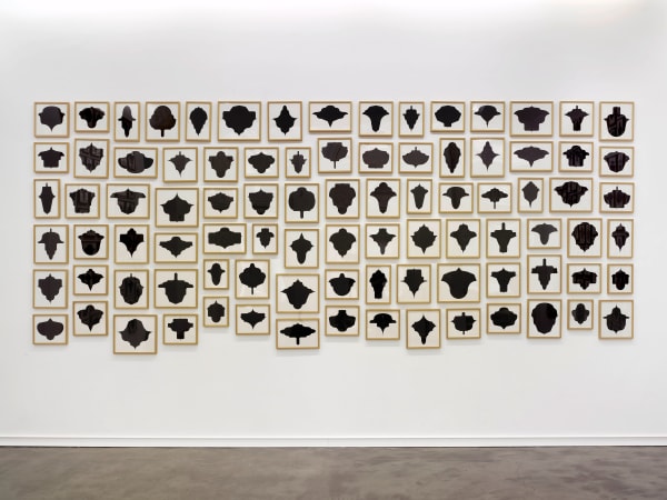 Allan McCollum Collection of Ninety Drawings, 1988/90 graphite pencil on museum board, each unique, blonde frames 214 x 529.3 cm 84 1/4 x 208 3/8 in overall dimensions