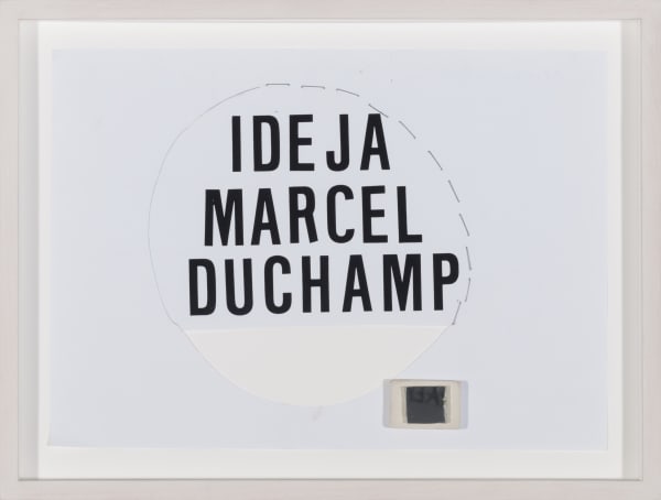 Vlado Martek Idea M. Duchamp 1, 2013 copy , mirror , pencil , staples , eraser 21 x 29.5 cm 8 4/16 x 11 9/16 ins