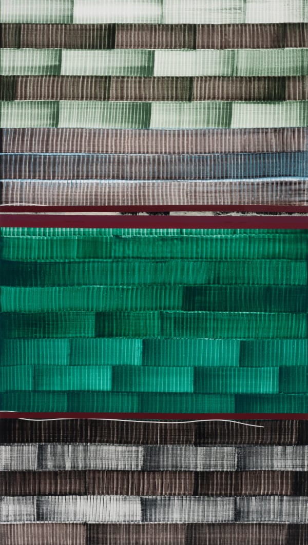 Juan Uslé Tapia y Cubas, 2023 vinyl dispersion and dry pigment on canvas 198 x 112 cm 78 x 44 1/8 in