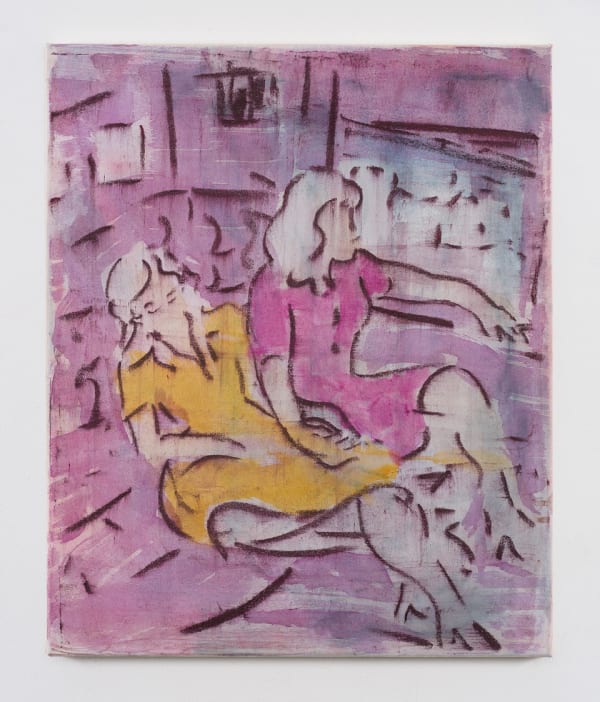 Cosima zu Knyphausen Vergessener Roman über lesbische Liebe, 2019-2023 Pastel and vinyl paint on canvas 58 x 48 cm 22 7/8 x 18 7/8 in