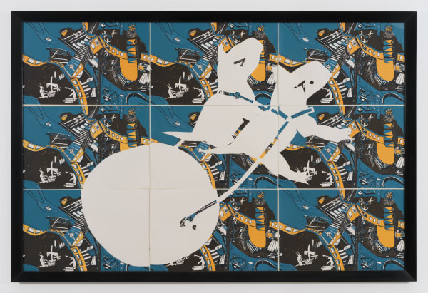 Bertram Jesdinsky, Zwei Hunde ziehen eine Weltkugel hinter sich her, 1987