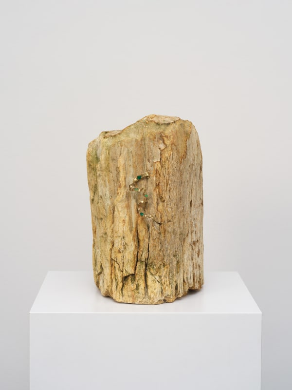 Maria Loboda Warrior with a Green Agate Earring, 2024 Petrified wood, earring 38 x 26 x 38 cm 15 x 10 1/4 x 15 in