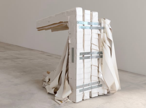 Angela de la Cruz Barricade (White), 2023 oil and acrylic on canvas, metal 79 x 92 x 92 cm 31 1/8 x 36 1/4 x 36 1/4 in