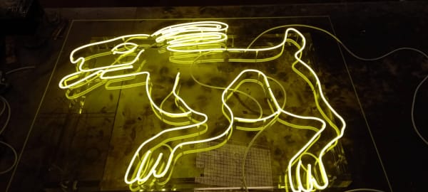 Bethan Huws Hare, 2021 neon tubes, mounted on plexiglass, transformers 100 x 132 x 1.2 cm 39 3/8 x 52 x 1/2 in