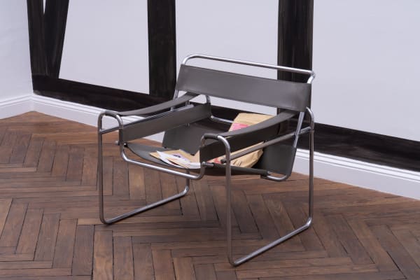 Maria Loboda IGNORE THE RETURNED LOVE LETTERS ON MARCEL BREUER´S WASSILY ARMCHAIR, 2022 Marcel Breuer Wassily Armchair, graphite, envelopes