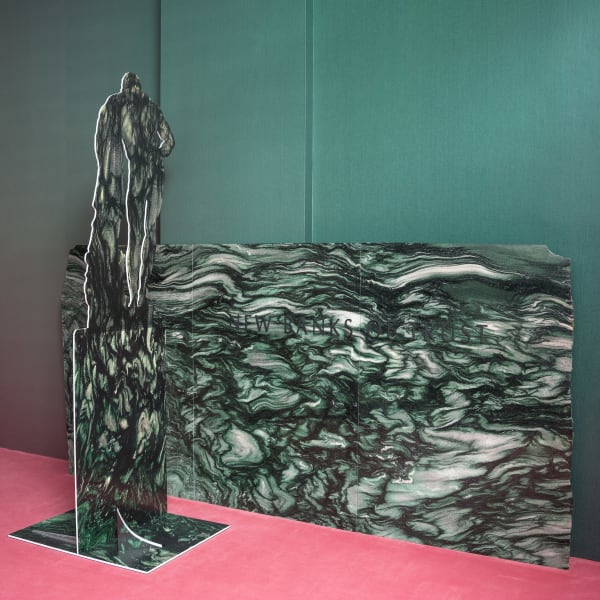 Michael Müller Vertrauen (NEW BANKS OF TRUST), 2014 grä , bronze , digital print on Forex , sticker