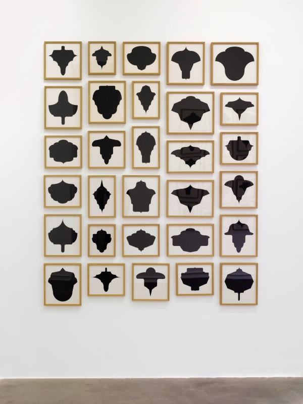 Allan McCollum Collection of Thirty Drawings, 1988/91 graphite pencil on museum board , each unique , blonde frames 108 x 335 cm 42 8/16 x 131 14/16 ins
