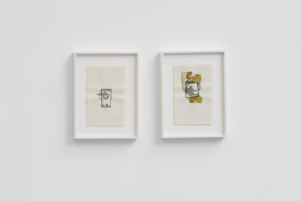 Franka Hörnschemeyer NY388281 / NY388282, 1988 Ink, felt-tip pen, pastel on paper 2 works: Paper size: each 21.3 x 13.4 cm | 8 3/8 x 5 1/4 in Framed size: each 30.6 x 22.6 x 2.8 cm | 12 x 8 7/8 x 1 1/8 in