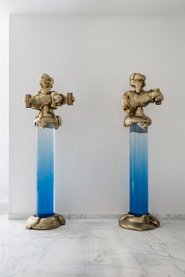 Jean-Claude Farhi & César, Pair of illuminated columns, 1970