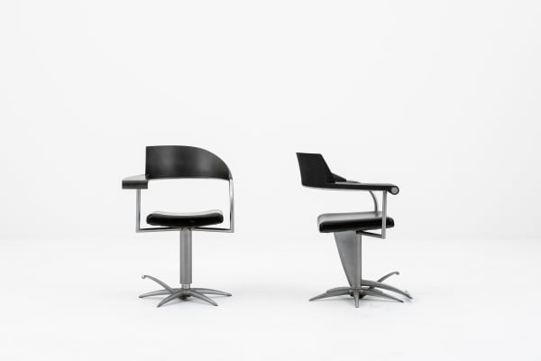 Philippe Starck, “Techno” pair of barber chairs, c. 1990