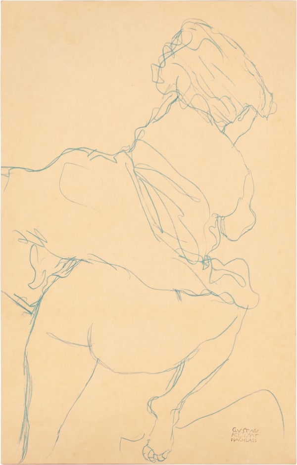 Gustav Klimt, Semi-Nude Crouching Down, Seen from the Back and Turned to the Right, 1917-1918