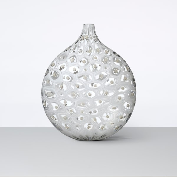 glasobjekt, droppformad, prickig, vit