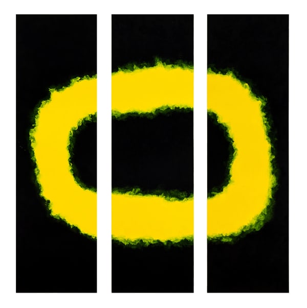 Leif Elggren, Y&B Circle Triptych #3—#1, 2017