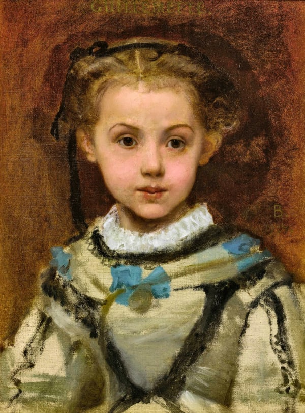 Paul Baudry PORTRAIT OF GUILLEMETTE DE LAREINTY oil on canvas 18 1/2 by 13 3/4 in. 47 by 35 cm.