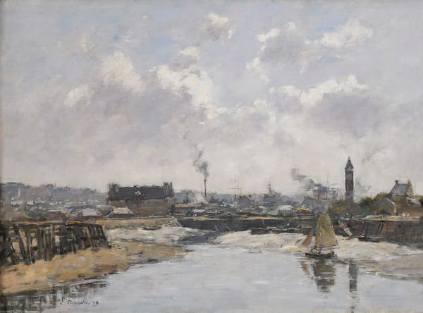 Eugène Boudin, TROUVILLE, LE PORT MARÉE BASSE, LE MATIN
