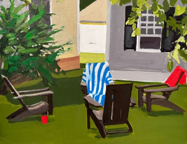 Elizabeth Ashton Hallett Red Cup Striped Towel, 2023 Oil on Board 10 x 8 x 1 in.