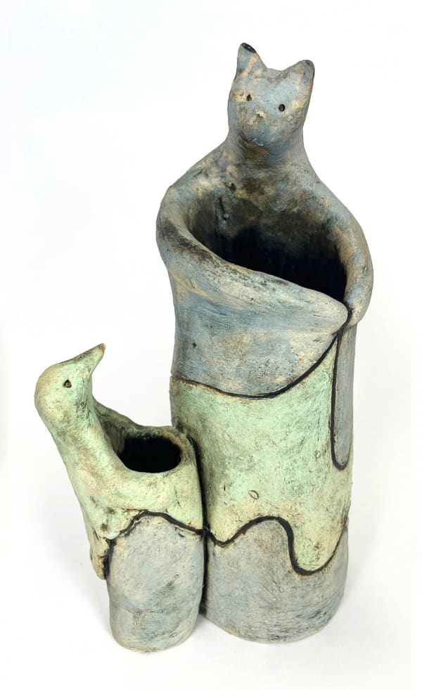 Marcie Jan Bronstein Secret Conversation #1, 2024 Stoneware, handbuilt, thrown, slips 5 x 8"