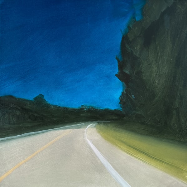 Sara MacCulloch Driving Home from Blue Hill, 2019 Oil on Canvas 16x16"