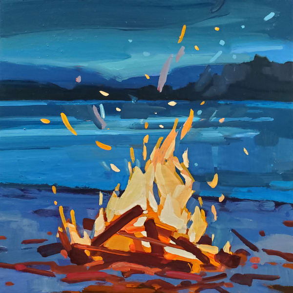 Shelley Mansel, Fire on Blue, 2025