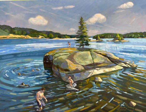 Annie Poole Town Park Rock Swimmers, 2023 Oil on Panel 20x24x1"