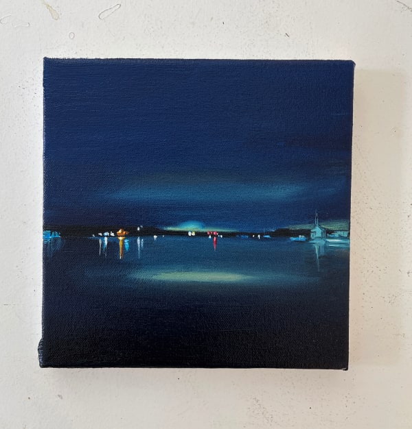Mara Korkola Castine Harbor, 2023 Oil on Stretched Canvas 8x8x1"