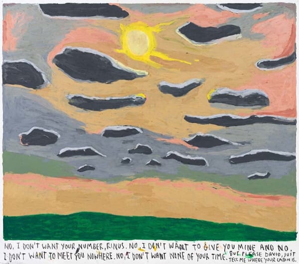 Rinus Van de Velde No, I don't want your number, Rinus. ..., 2025 oil pastel on paper 163 x 184.5 cm 171 x 192.5 x 5 cm artist frame