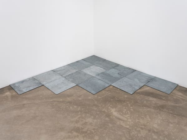 Carl Andre 15 Ace Zinc Corner, 2007 zinc in fifteen parts 203.2 x 203.2 x 0.6 cm overall 40.6 x 40.6 x 0.6 cm each, total 15 pieces