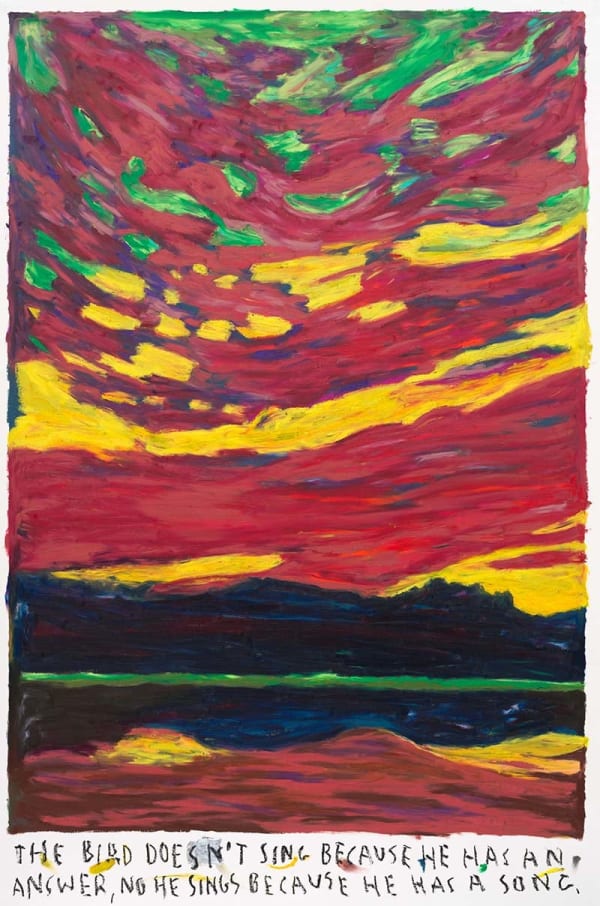 Rinus Van de Velde The bird doesn't sing ..., 2025 oil pastel on paper 110 x 73 cm 129 x 92 x 5 cm artist frame