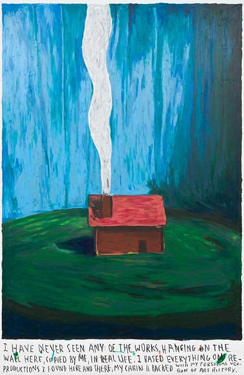 Rinus Van de Velde I have never seen any of the works hanging on the wall here, ..., 2025 oil pastel on paper 172 x 112 cm 191 x 131 x 5 cm artist frame